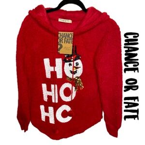 CHANCE OR FATE Christmas Snowman Hoodie Size Small